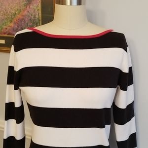 Ann Taylor Black and white striped knit top